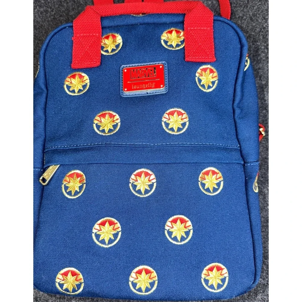Marvel Loungefly Captain Marvel Mini Backpack Blue Red Gold Embroidered Bag
